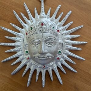 8-inch White Metal Sun/ Surya/Wall Hangings, Home Decorative
